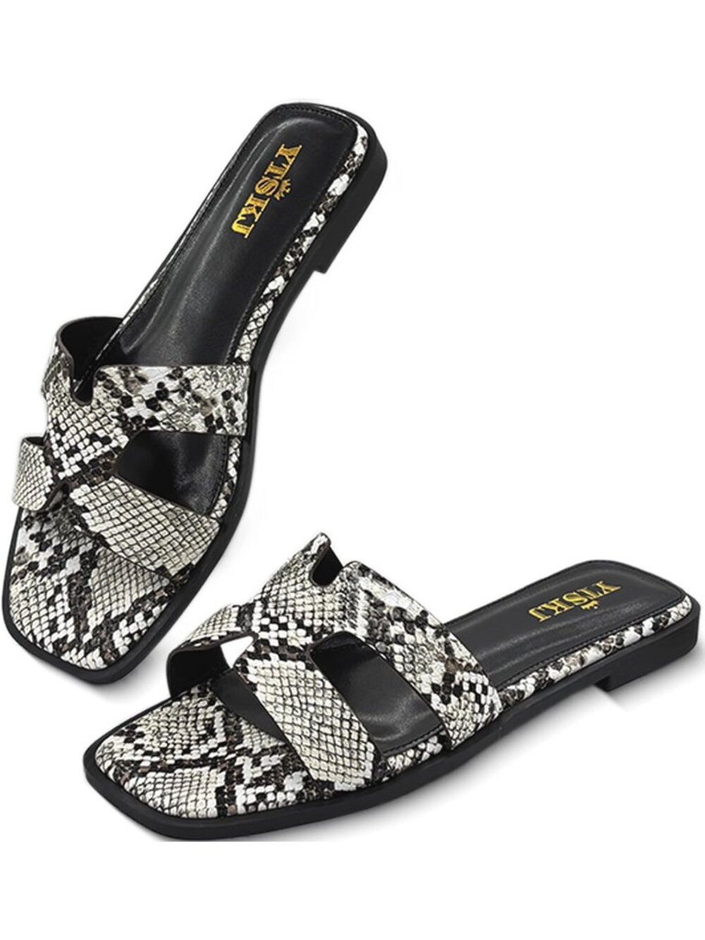 🆕Women's Snake Print Comfortable Flat Open Toe Casual Wide Width Cute Shoes
